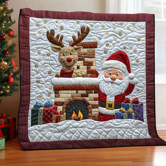 Fireside Christmas Santa Quilt Blanket