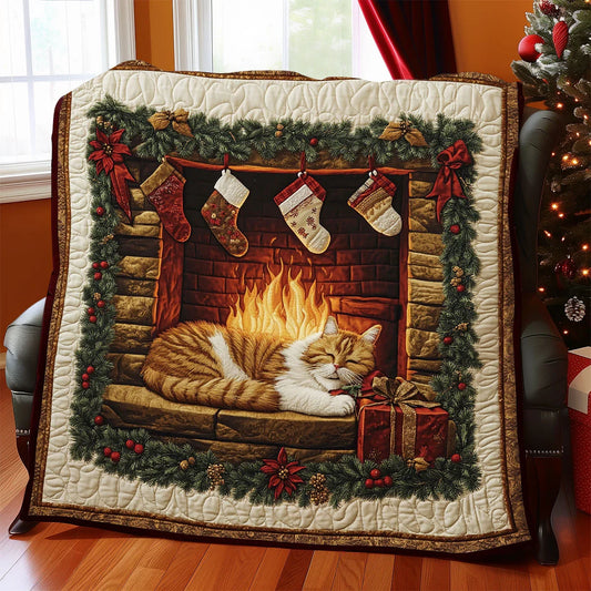 Fireside Feline Quilt Blanket