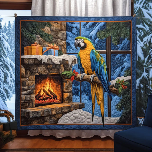 Fireside Macaw And Gifts Quilt Blanket