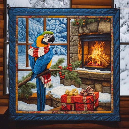 Fireside Tropical Christmas Quilt Blanket