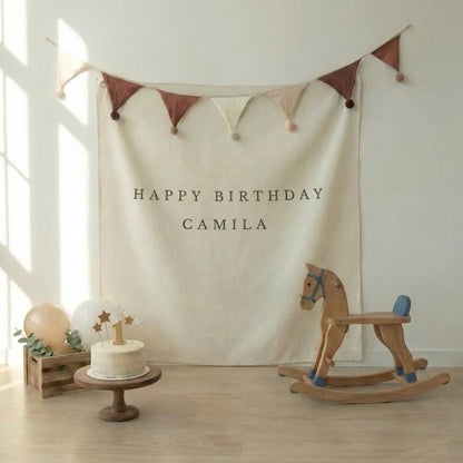 Minimalist First Birthday Tapestry Personalized Custom Name Backdrop Birthday Party Decor (view 4)