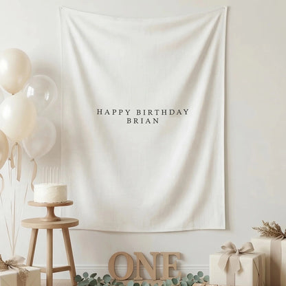 First Birthday Tapestry Personalized Custom Name Baby Birthday Backdrop Minimal Linen Party Banner, personalized birthday ...