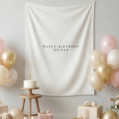 First Birthday Tapestry Personalized Custom Name Baby Birthday Backdrop Minimal Linen Party Banner, personalized birthday ...