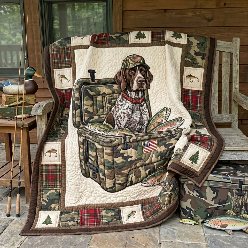 Fishing Buddy Retriever Quilt Blanket