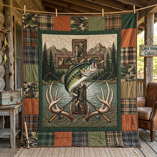 Fishing Cross Wilderness Quilt Blanket