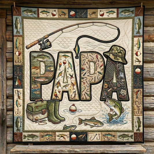 Fishing Life Papa Quilt Blanket