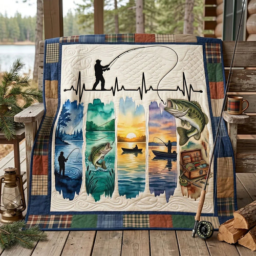 Fishing Life Pulse Quilt Blanket