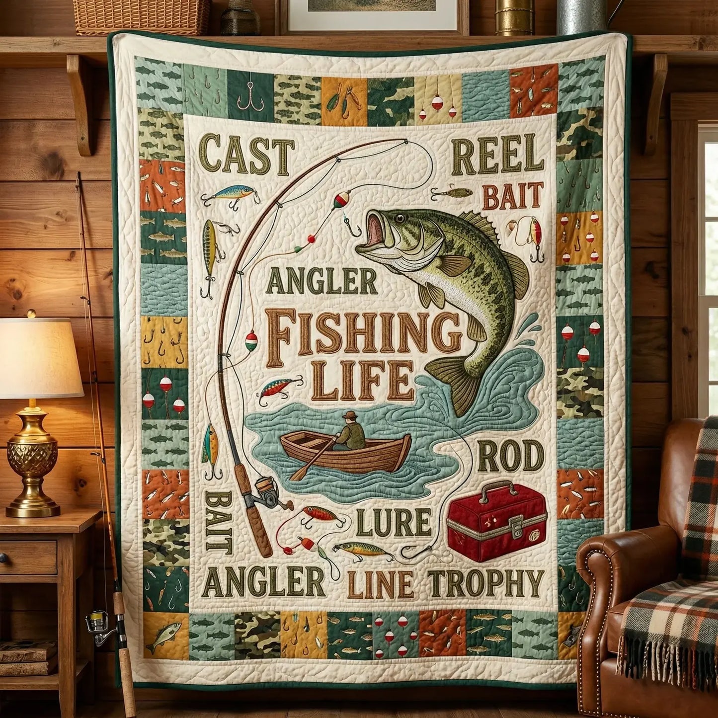 Fishing Life Quilt Blanket