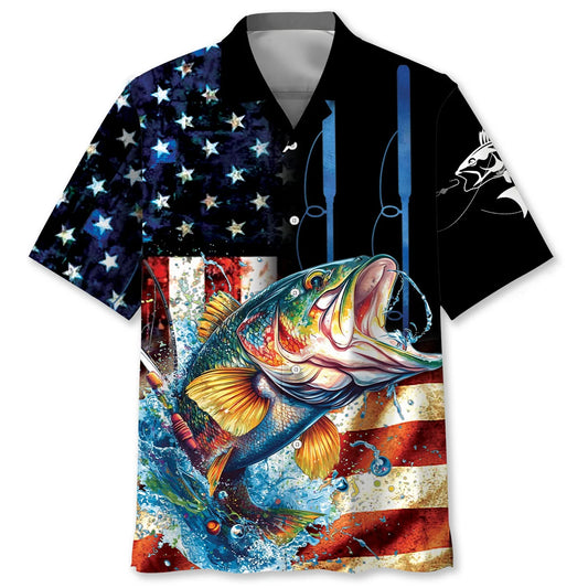 Fishing America Hawaiian Shirt - S - hawaiian shirt