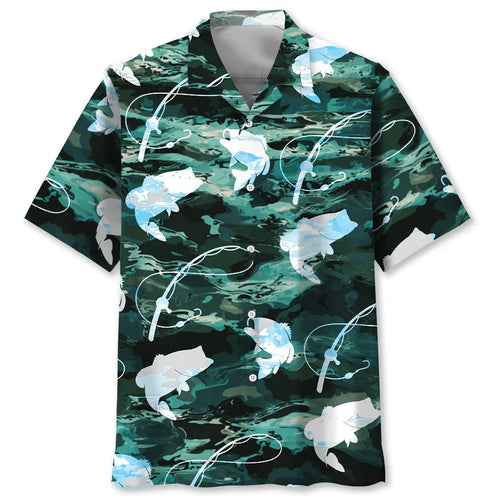 Fishing Bass Fish Camouflage Hawaiian Shirt