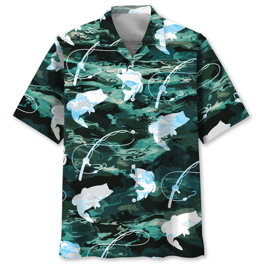 Fishing Bass Fish Camouflage Hawaiian Shirt - S - hawaiian shirt