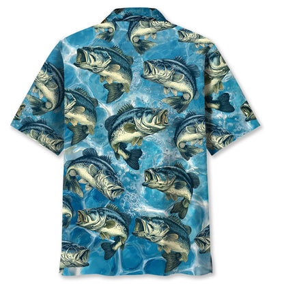 Fishing Bass Fish Largemouth Blue Hawaiian Shirt