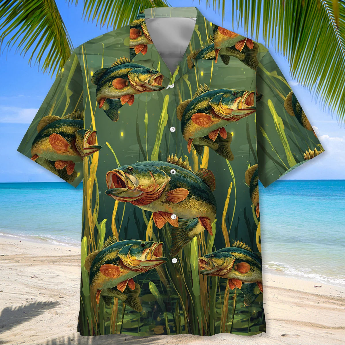 Fishing Bass Fish Largemouth Green Hawaiian Shirt