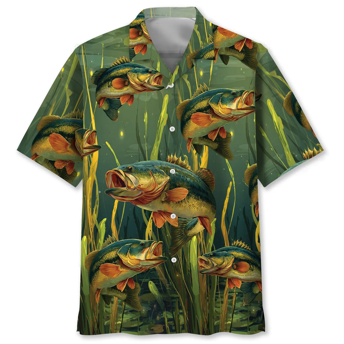 Fishing Bass Fish Largemouth Green Hawaiian Shirt