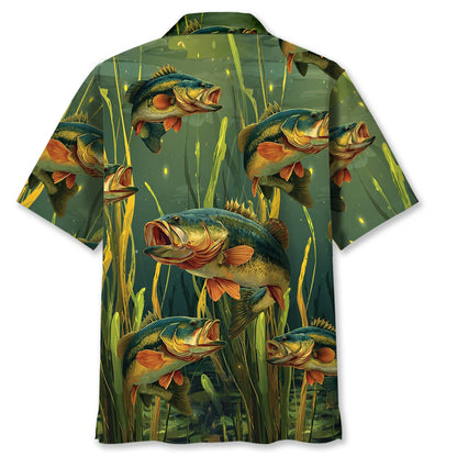 Fishing Bass Fish Largemouth Green Hawaiian Shirt