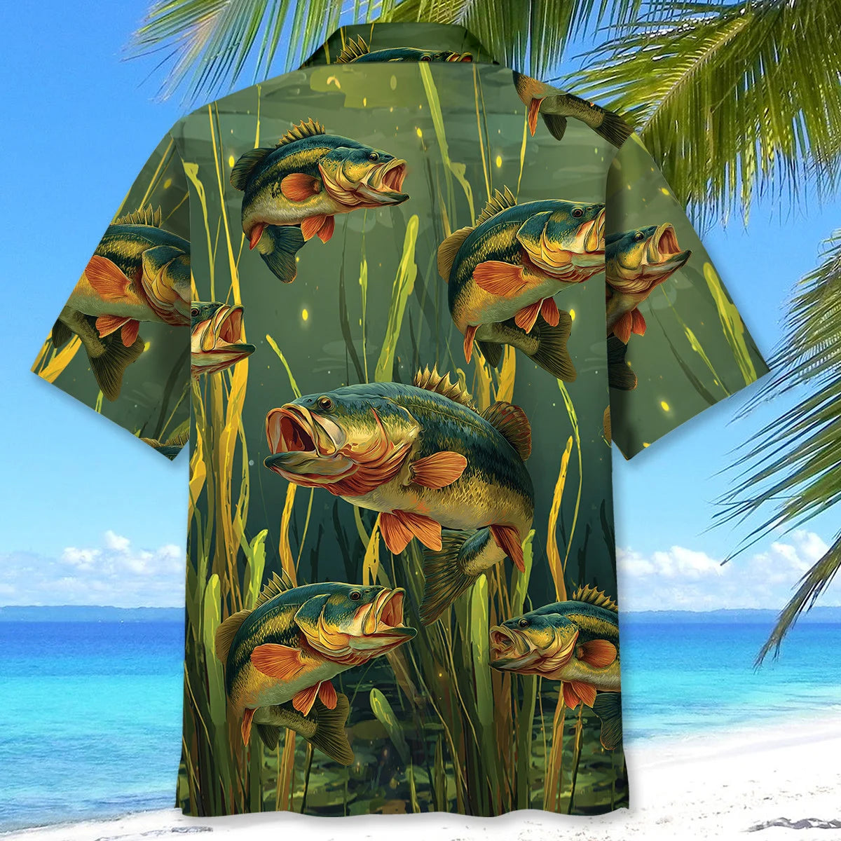 Fishing Bass Fish Largemouth Green Hawaiian Shirt