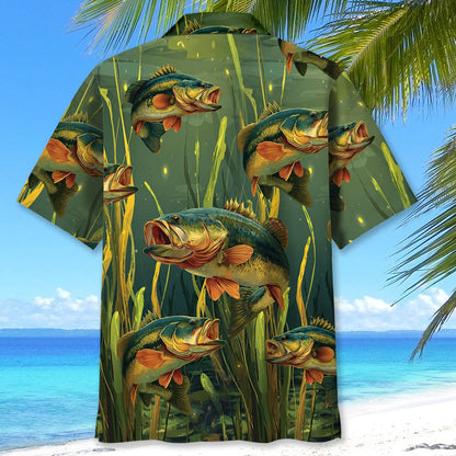 Fishing Bass Fish Largemouth Green Hawaiian Shirt