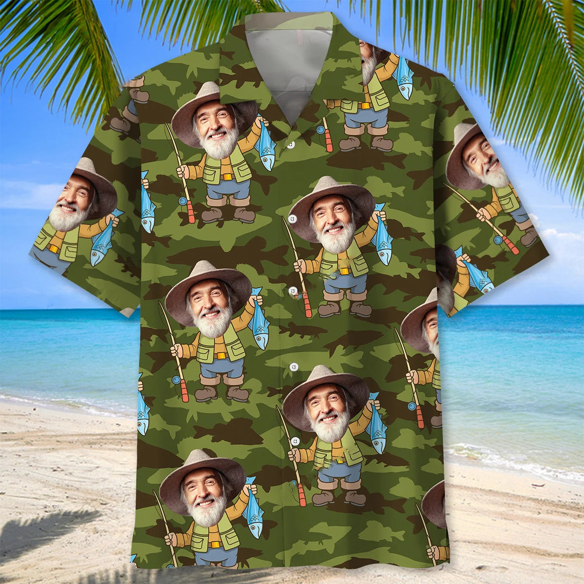 Fishing Custom Face Photo Hawaiian Shirt