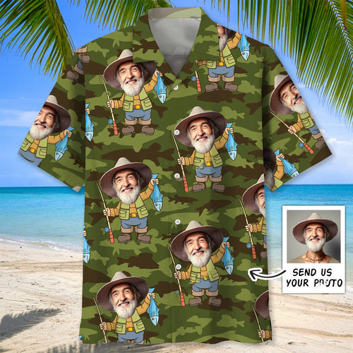 Fishing Custom Face Photo Hawaiian Shirt - XL - hawaiian shirt