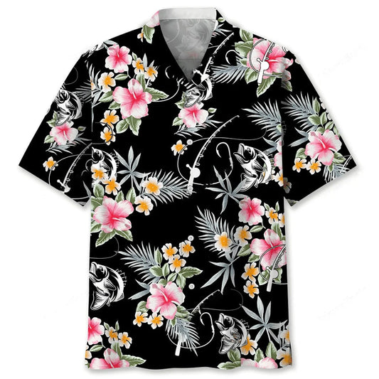 Fishing Flower Hawaiian Shirt - S - hawaiian shirt
