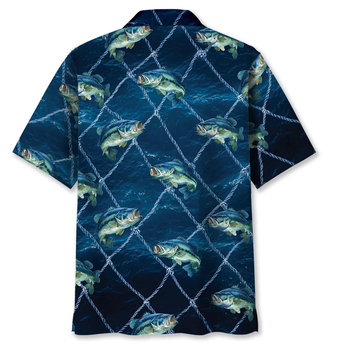 Fishing Largemouth Bass Fish Blue Net Hawaiian Shirt