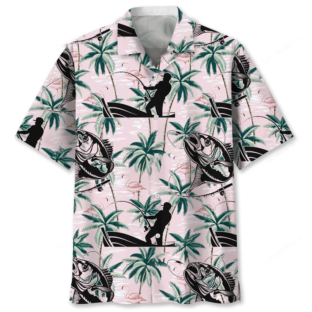 Fishing Tropical Pink Hawaiian Shirt