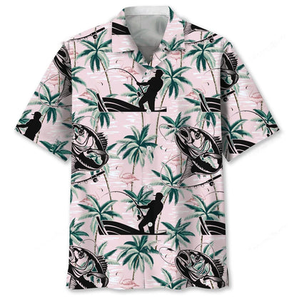 Fishing Tropical Pink Hawaiian Shirt