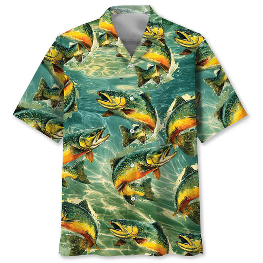 Fishing Trout Fish Hawaiian Shirt - S - hawaiian shirt