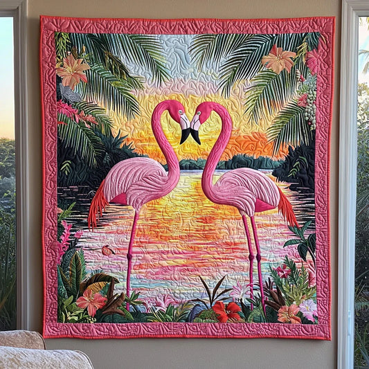 Flamingo Couple Quilt Blanket