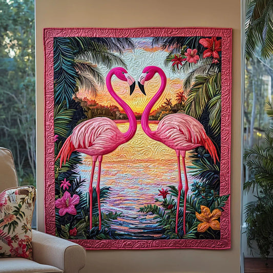 Flamingo Couple Quilt Blanket