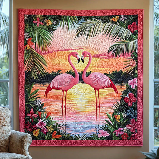 Flamingo Couple Quilt Blanket