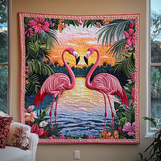 Flamingo Couple Quilt Blanket