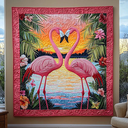 Flamingo Couple Quilt Blanket