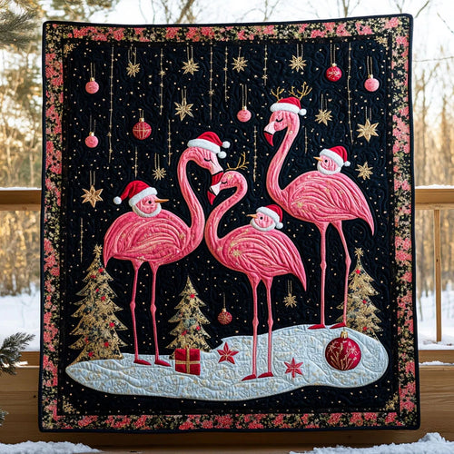 Flamingo Frost Night Quilt Blanket