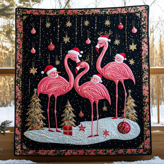Flamingo Frost Night Quilt Blanket