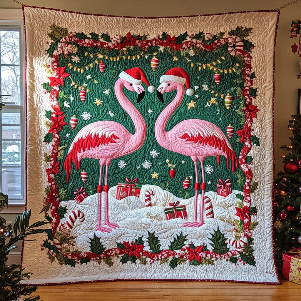 Flamingo Frosty Joy Quilt Blanket