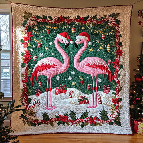 Flamingo Frosty Joy Quilt Blanket