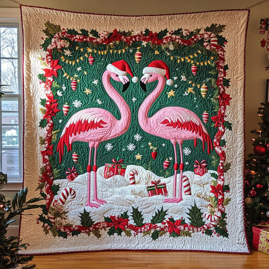 Flamingo Frosty Joy Quilt Blanket