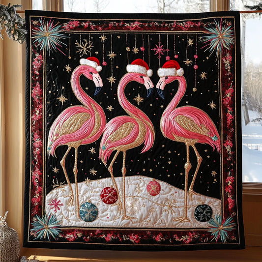 Flamingo Jingle Eve Quilt Blanket