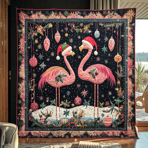 Flamingo Noel Light Quilt Blanket