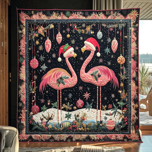 Flamingo Noel Light Quilt Blanket