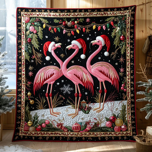 Flamingo Noel Trio Quilt Blanket