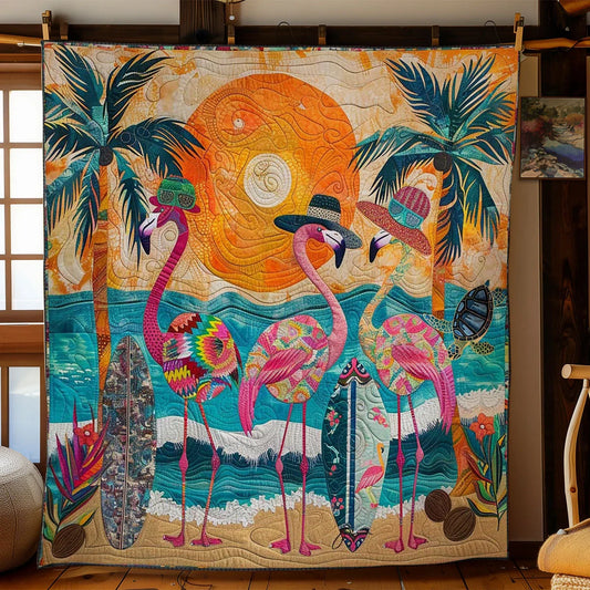 Flamingo Paradise Quilt Blanket