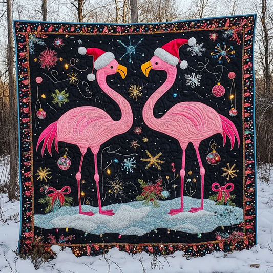 Flamingo Snow Dream Quilt Blanket