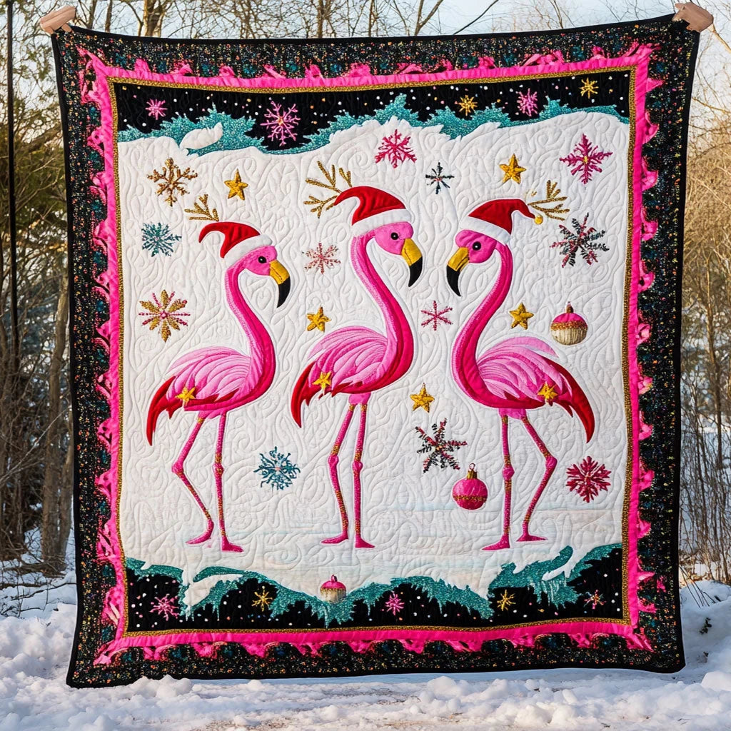 Flamingo Winter Glow Quilt Blanket