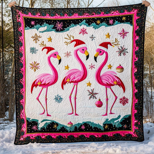Flamingo Winter Glow Quilt Blanket