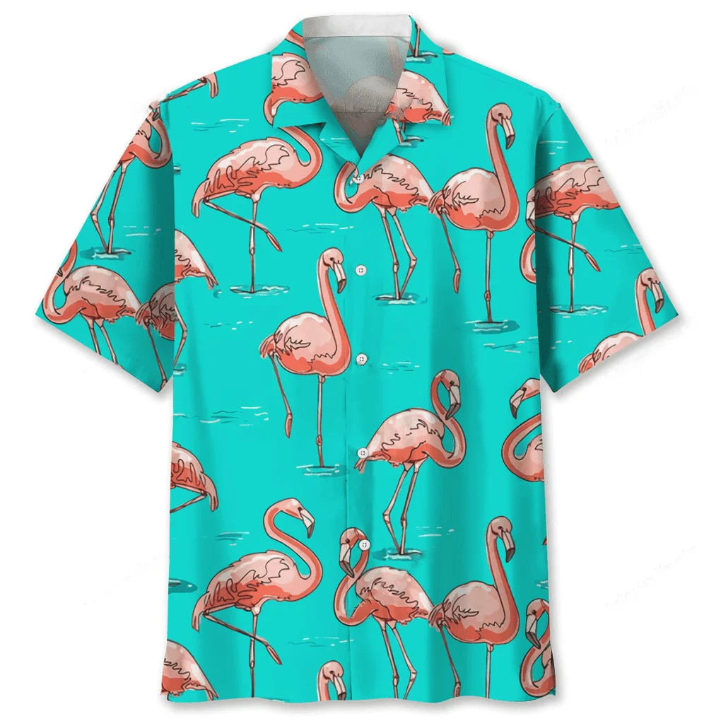 Flamingo Blue Hawaiian Shirt