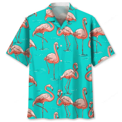 Flamingo Blue Hawaiian Shirt