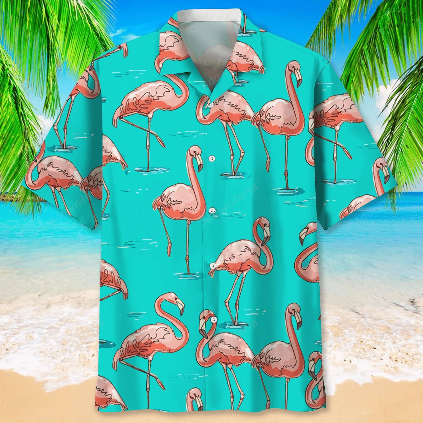 Flamingo Blue Hawaiian Shirt