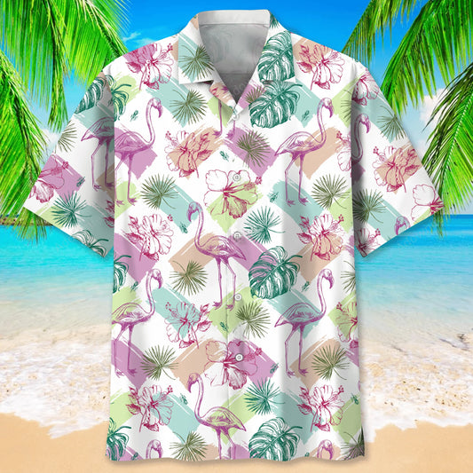 Flamingo Color Hawaiian Shirt - S - hawaiian shirt